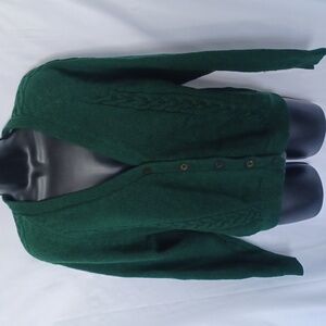 Woodward Collection Men’s Hunter Green Cardigan Size L, cable knit